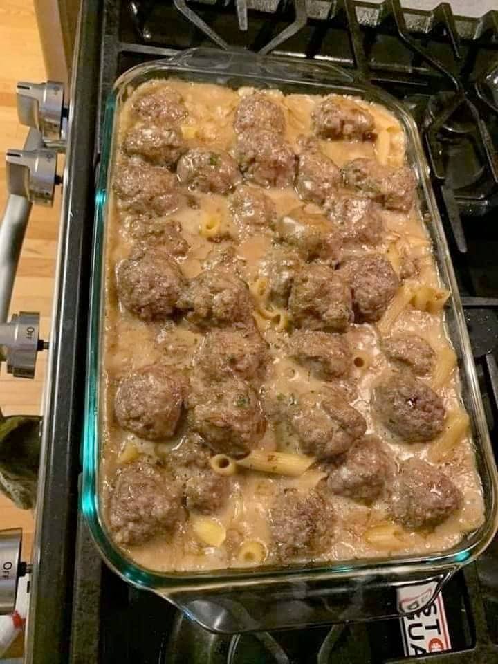 Baked Noodles with Swedish Meatballs