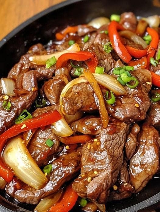 Sizzling Chinese Pepper Steak with Onions