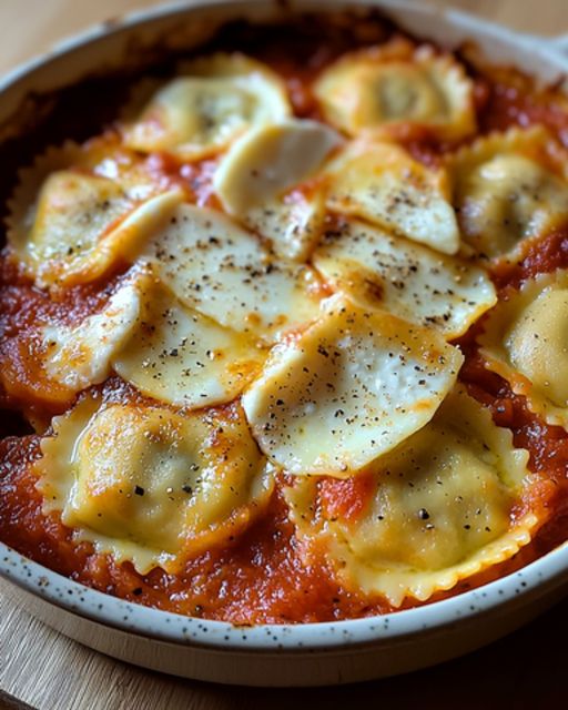 Ravioli Gratin with Tomato and Fondant Goat Cheese