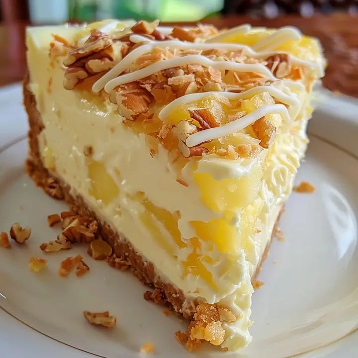 Heavenly White Chocolate Pineapple Coconut Cheesecake