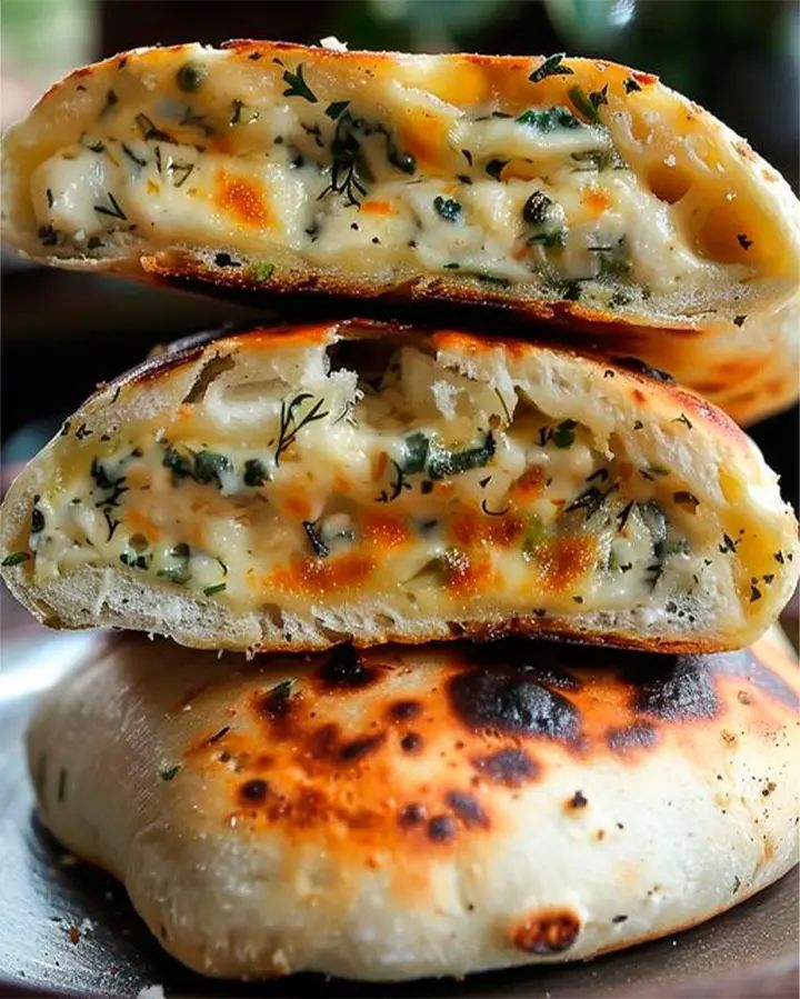 Cheesy Spinach Stuffed Bread fresh out of the oven!