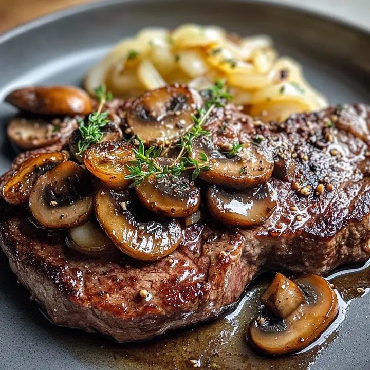 WOULD YOU EAT THIS RIBEYE STEAK WITH FRENCH ONIONS & MUSHROOMS