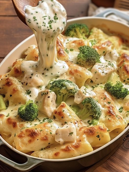 Chicken and Broccoli Baked Alfredo