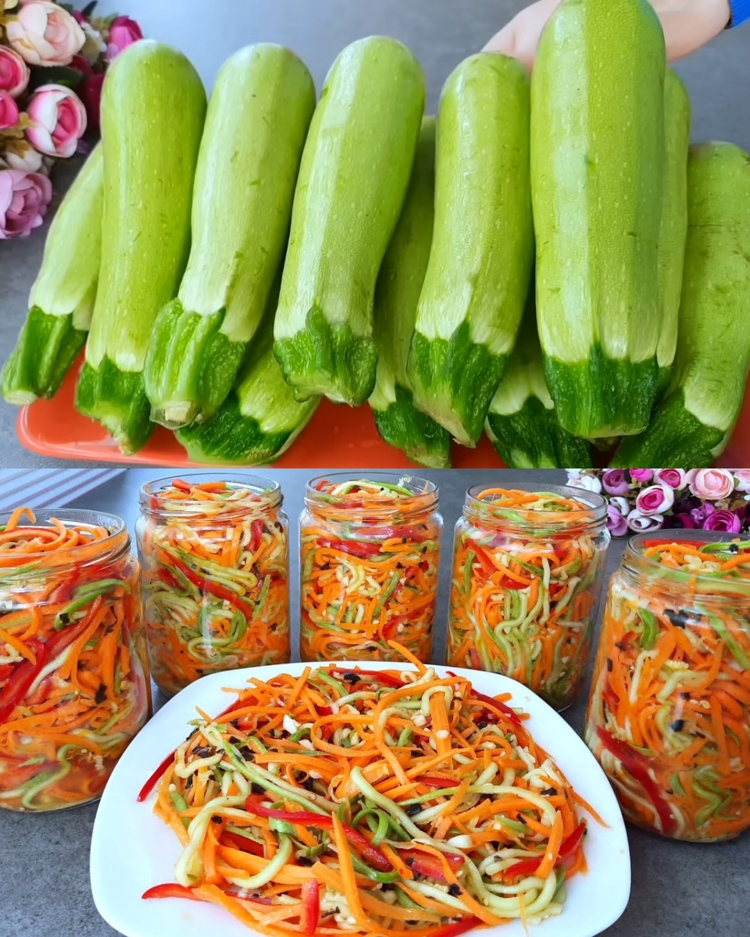 Pickle-Like Vegetable Appetizer with Zucchini, Carrots, and Peppers