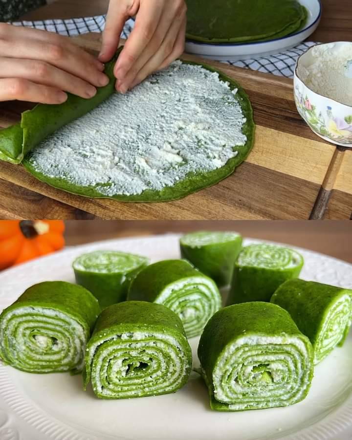 Spinach Pancake Rolls with Ricotta Filling