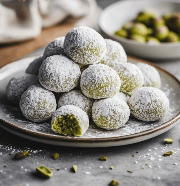 Pistachio Snowball Cookies