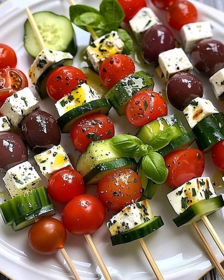 Festive Greek Salad Skewers