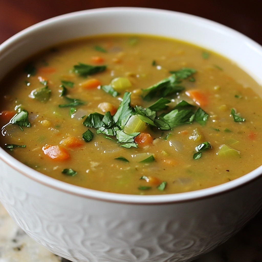 Lentil Coconut Soup with Celery and Onions