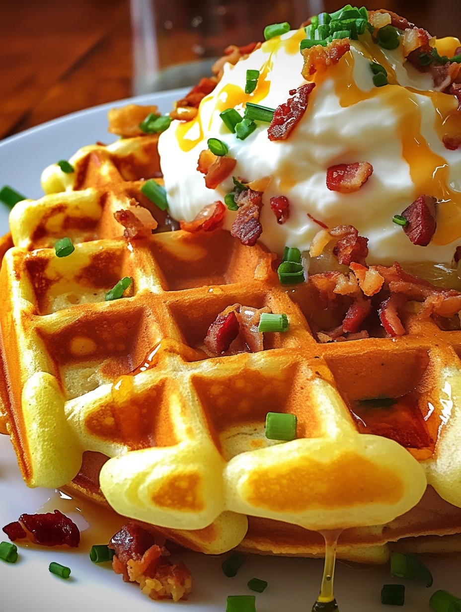 Loaded Potato Waffles with a Decadent Topping