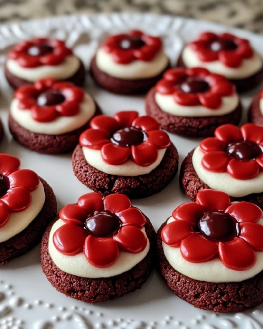 Hershey’s Red Velvet Blossom Cookies