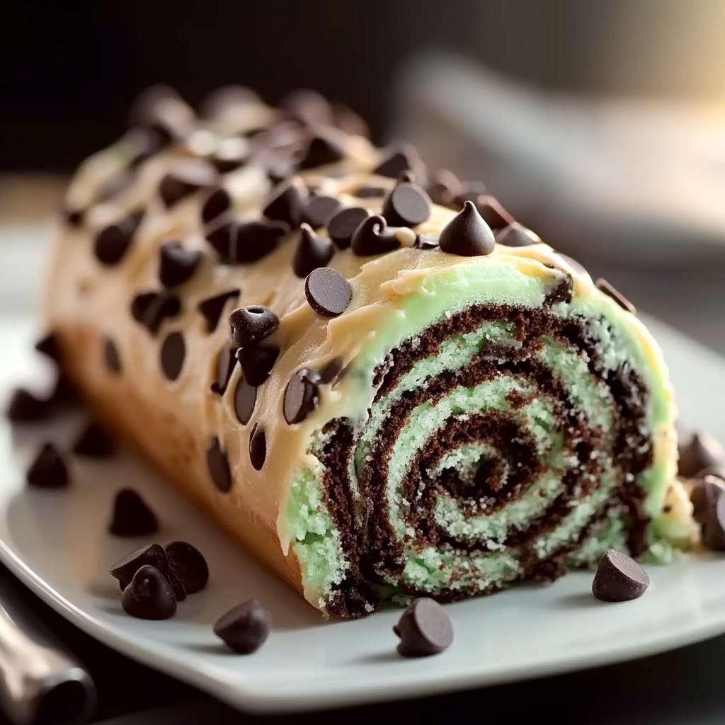 1. Mint Chocolate Chip Cake Roll