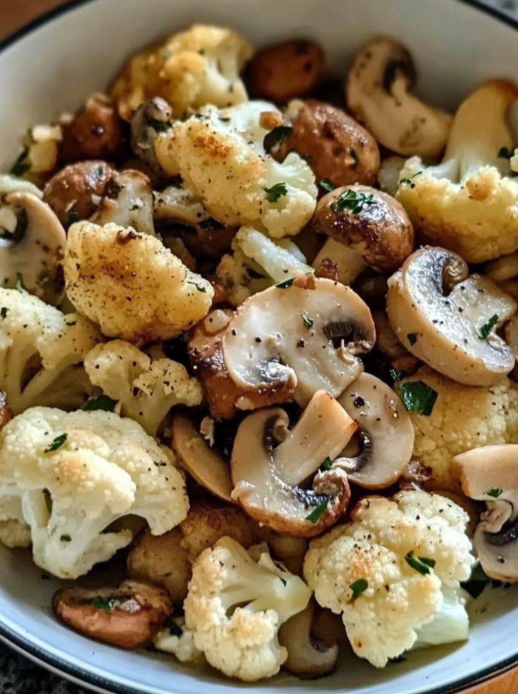 Garlic Cauliflower and Mushrooms