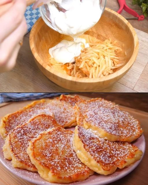 Juicy apple pancakes in 5 minutes! The fastest and easiest breakfast recipe!