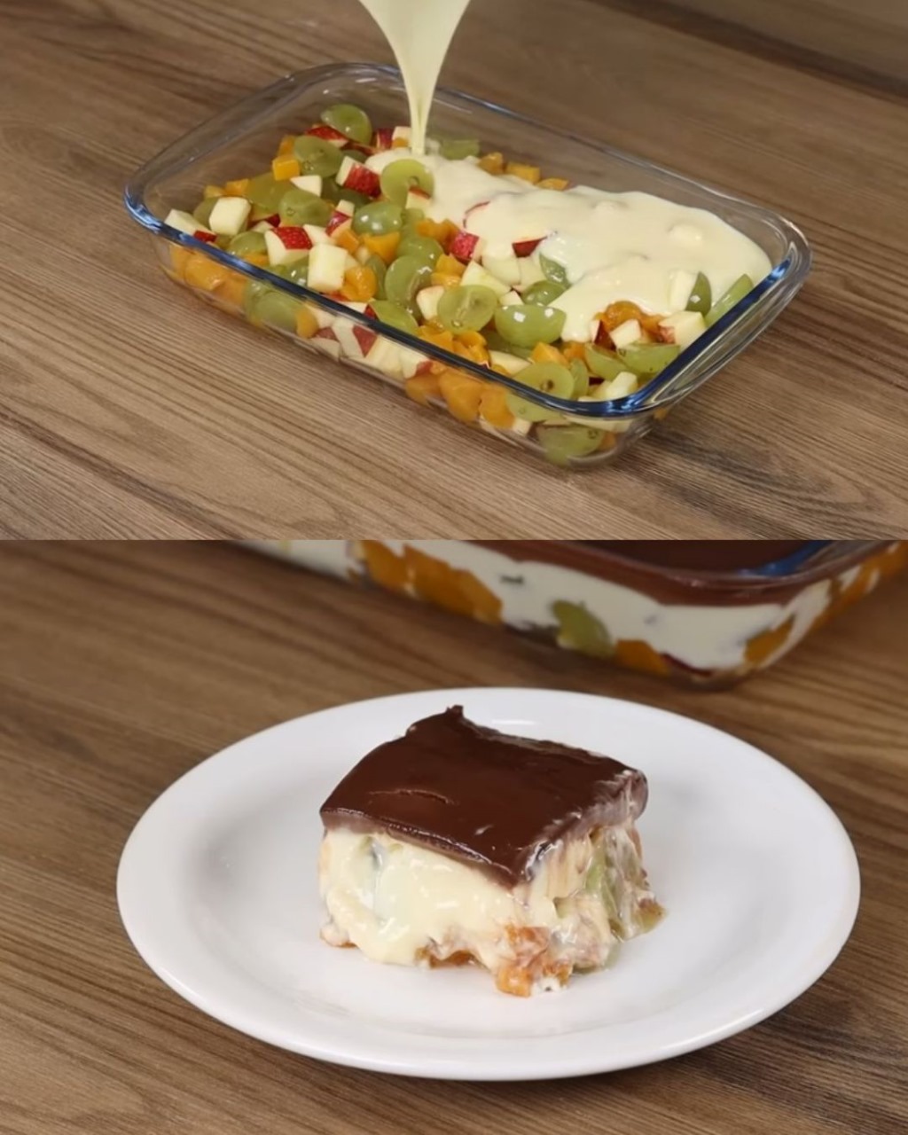 Creamy Fruit Delight with Chocolate Topping Recipe