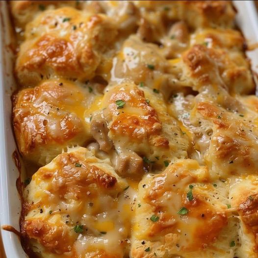 Hearty Chicken and Biscuit Casserole