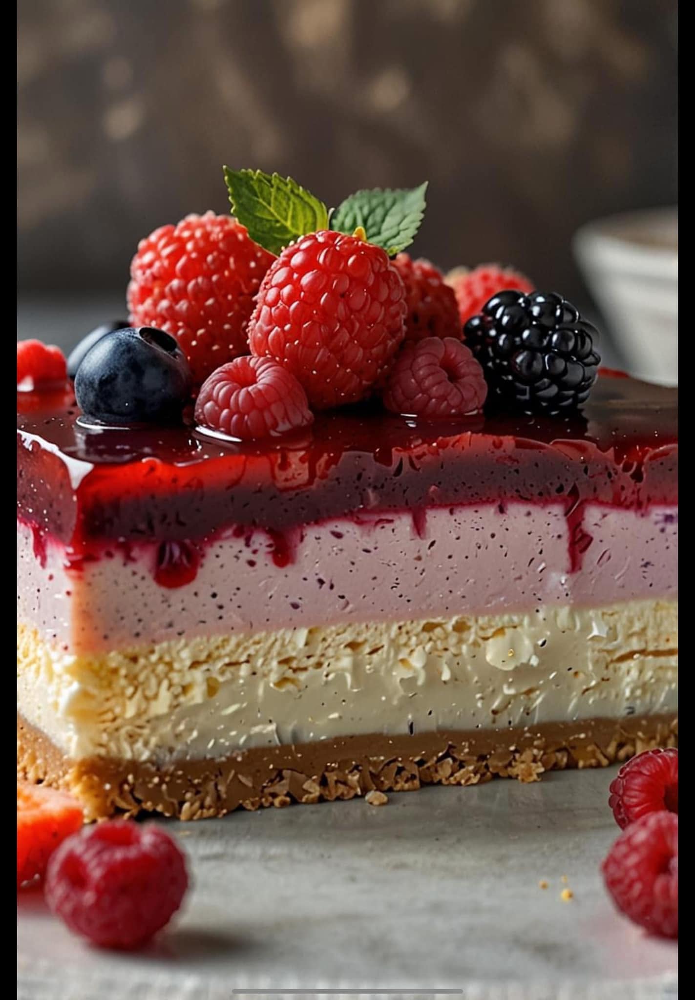 Very Berry Ombre No-Bake Cheesecake Recipe