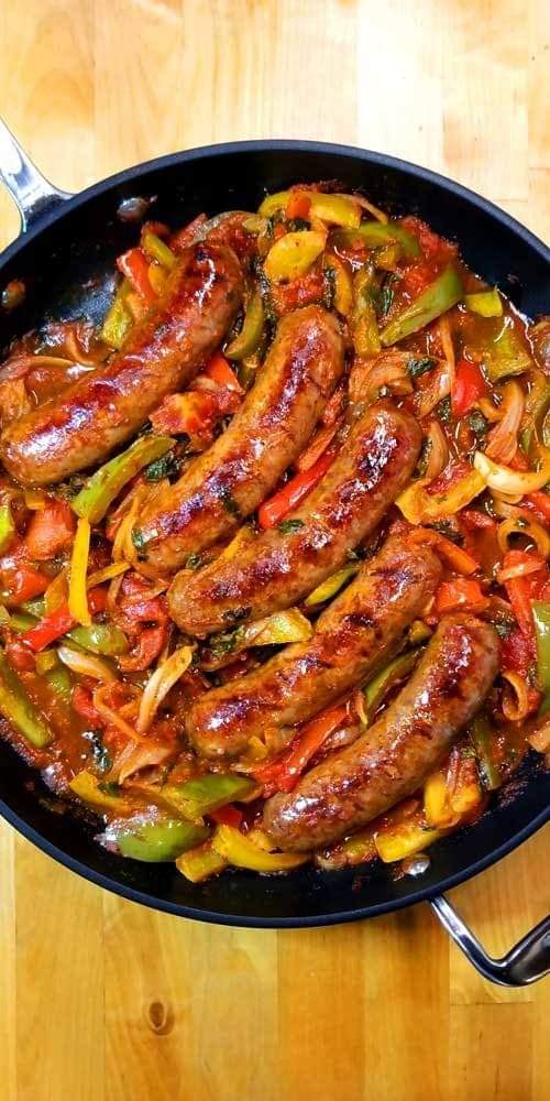 Peppers and onions with Italian sausage