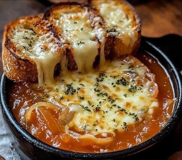 Tomato Soup with Cheese and Onion Toast