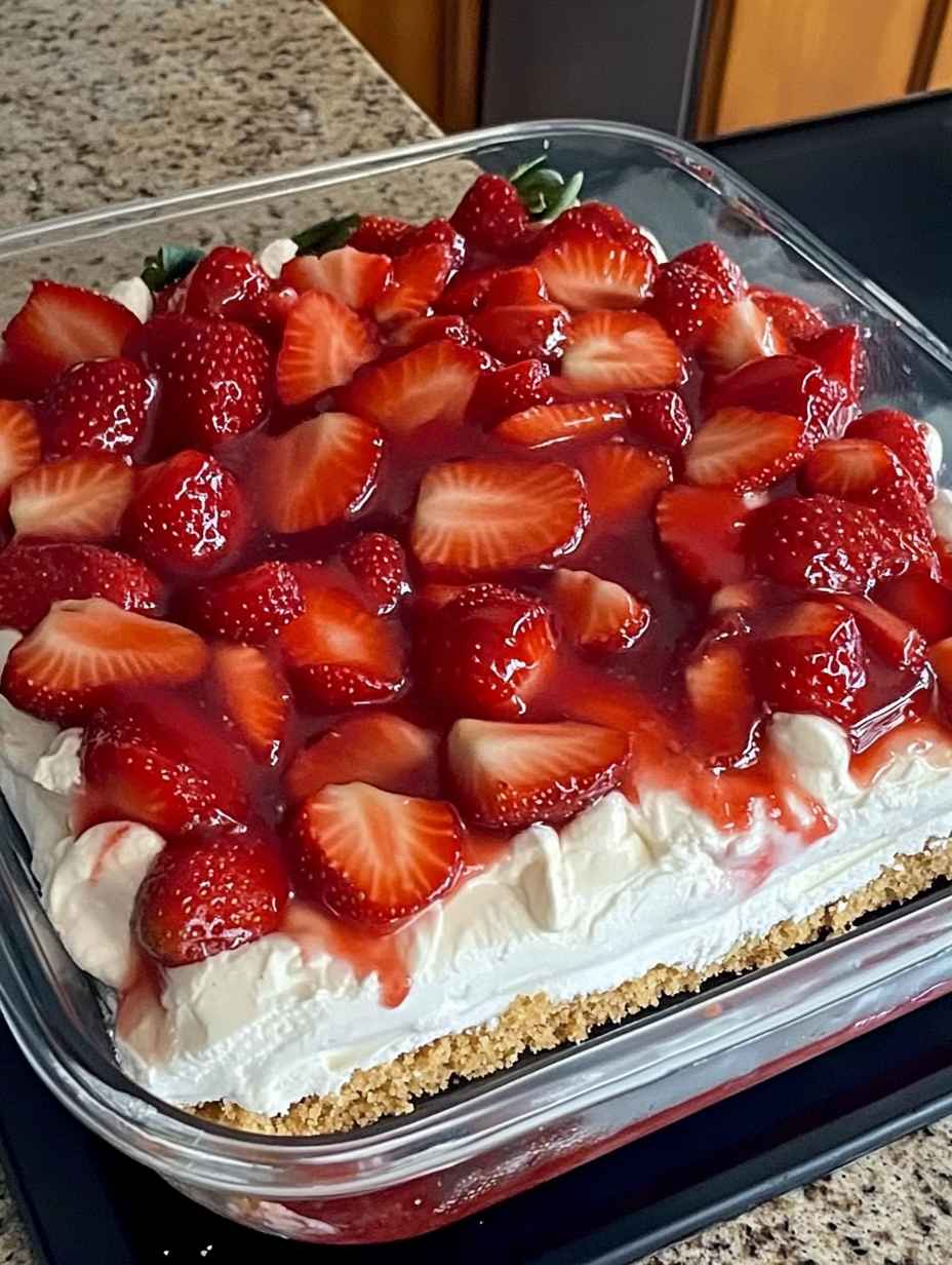 STRAWBERRY CREAM CHEESE ICEBOX CAKE