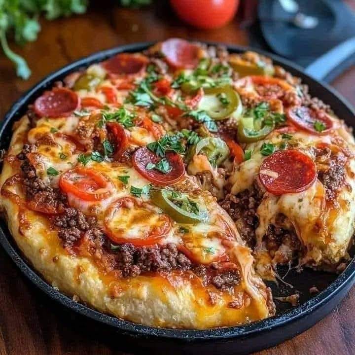 Cheesy Pizza Burger Pie