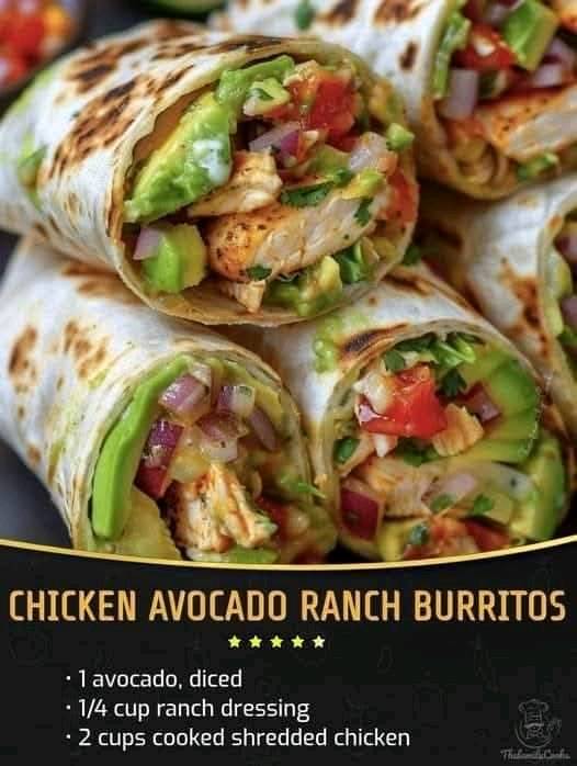 Burritos au poulet Avocado Ranch – frais, savoureux et satisfaisants !