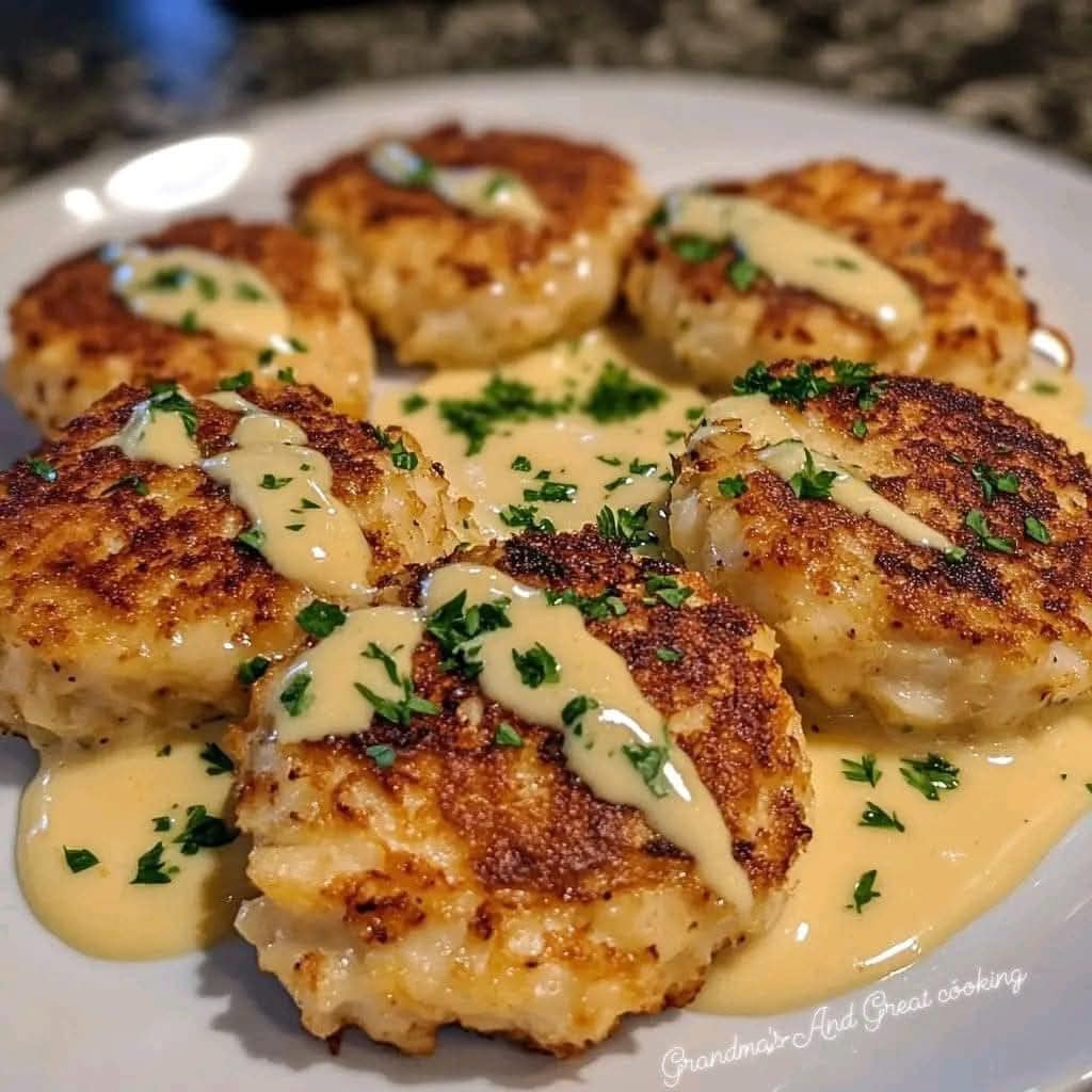 Cheddar Bay Crab Cakes with Lemon Butter Drizzle