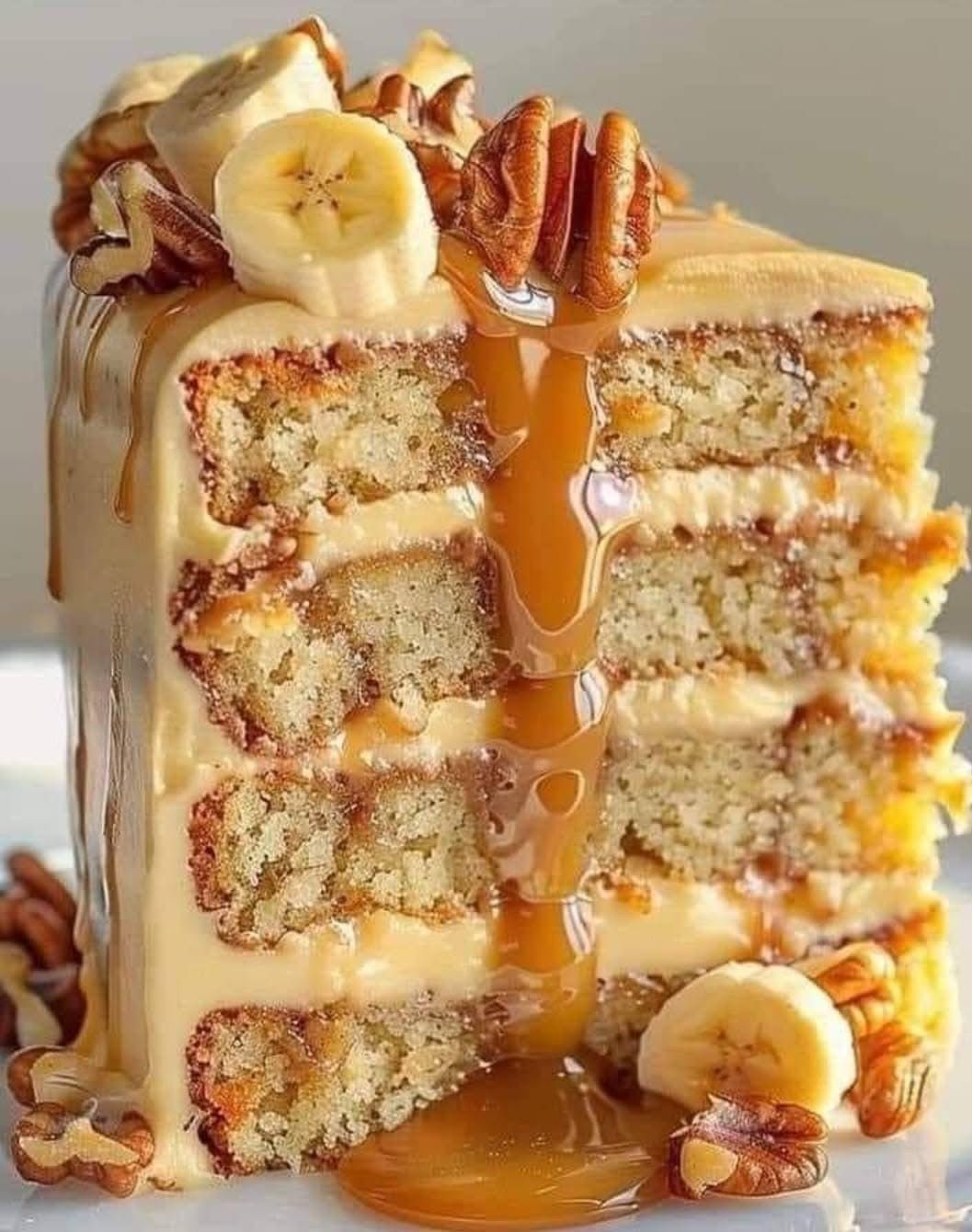 Caramel Banana Pecan Cake