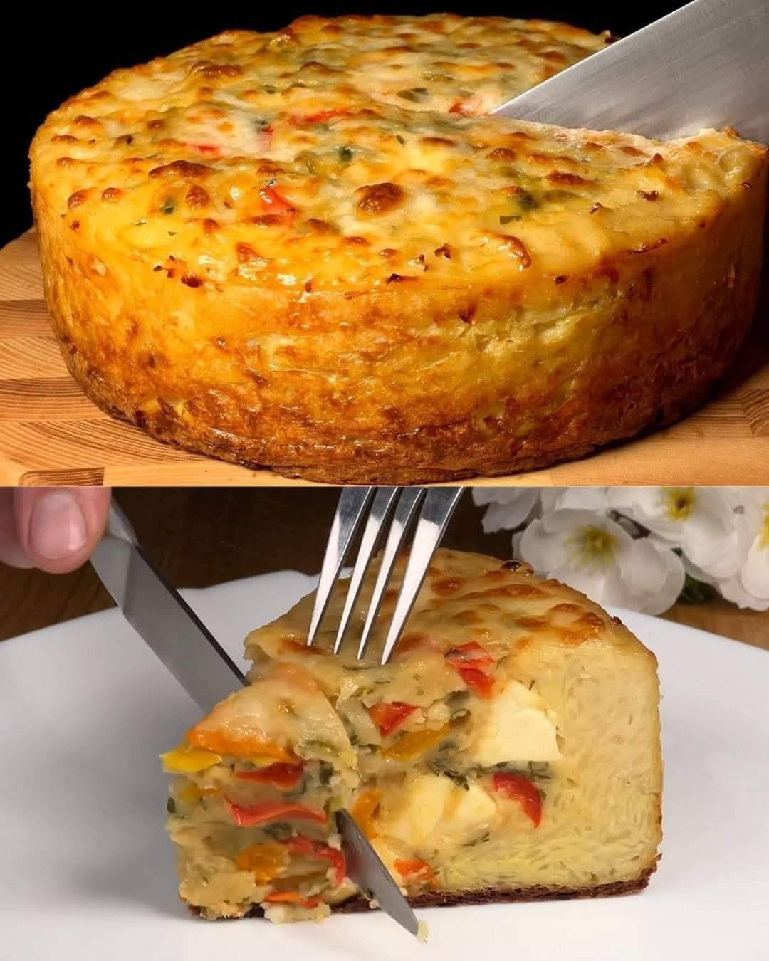 Mediterranean Vegetable and Cheese Potato Cake