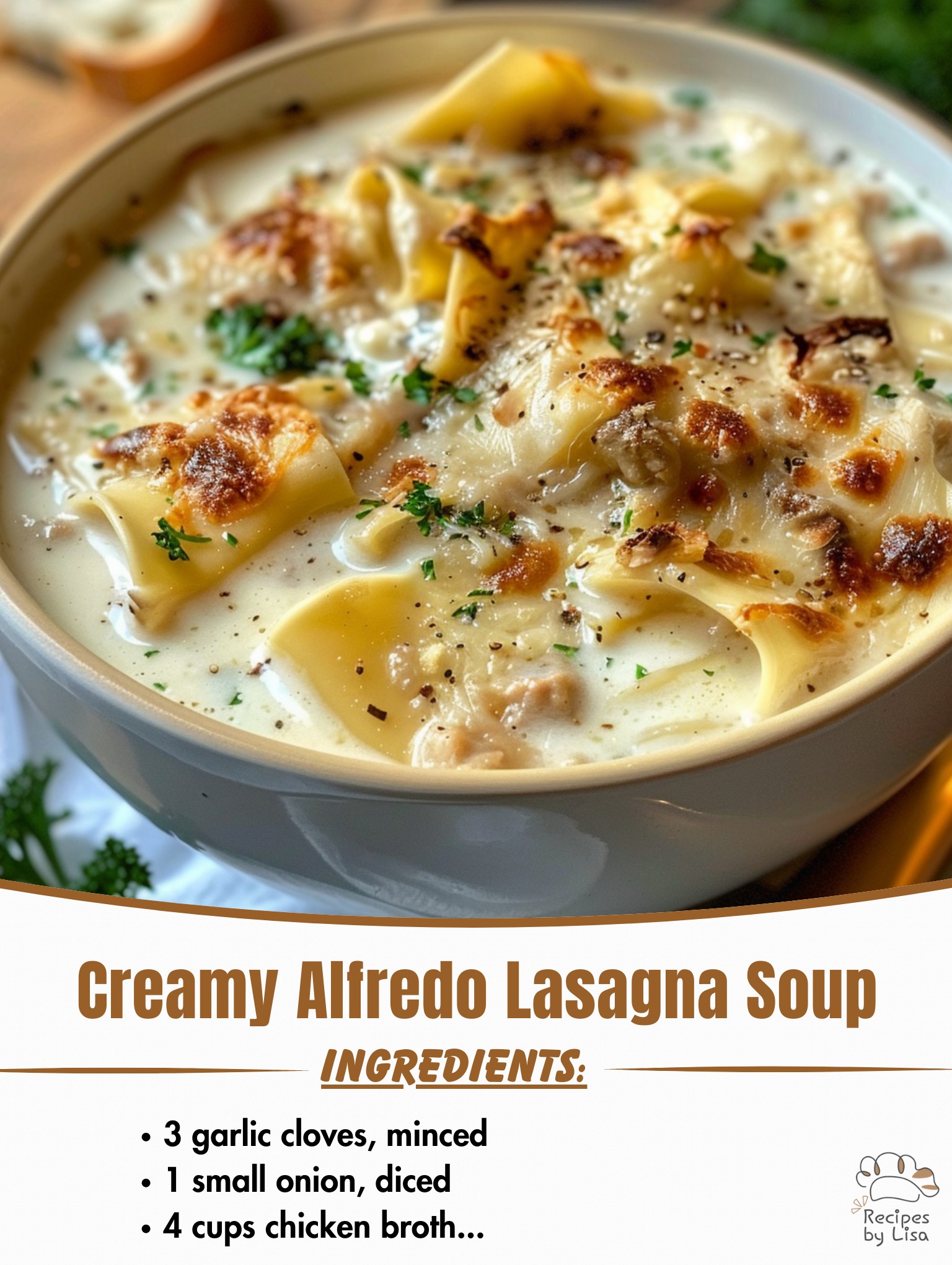 Creamy Alfredo Lasagna Soup