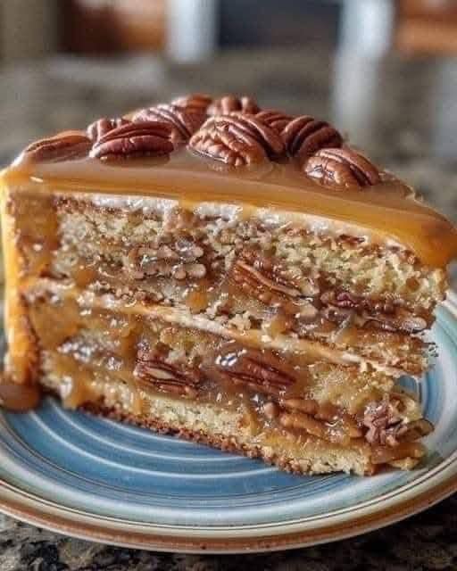 Delicious Cake with Pecans and Caramel