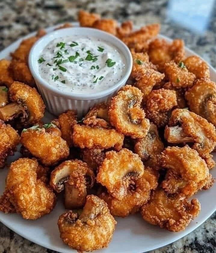 CRISPY FRIED MUSHROOMS WITH COOL RANCH DIP