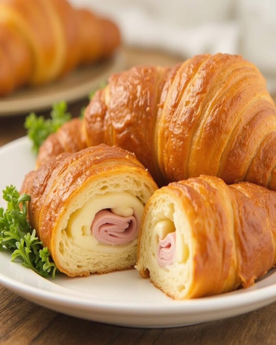 Rouleaux de croissant au jambon et au fromage