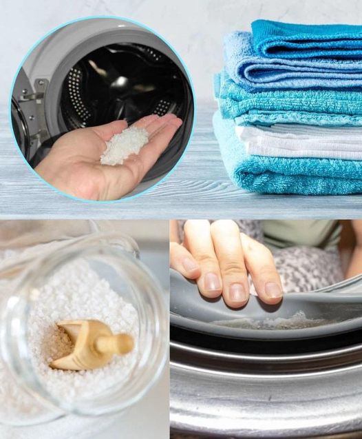 CLOTHES IN THE WASHING MACHINE YES, BUT NOT WITH FINE SALT: PUT A HANDFUL OF COARSE SALT