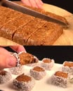 Date and Nut Energy Bars with Chocolate and Coconut Coating