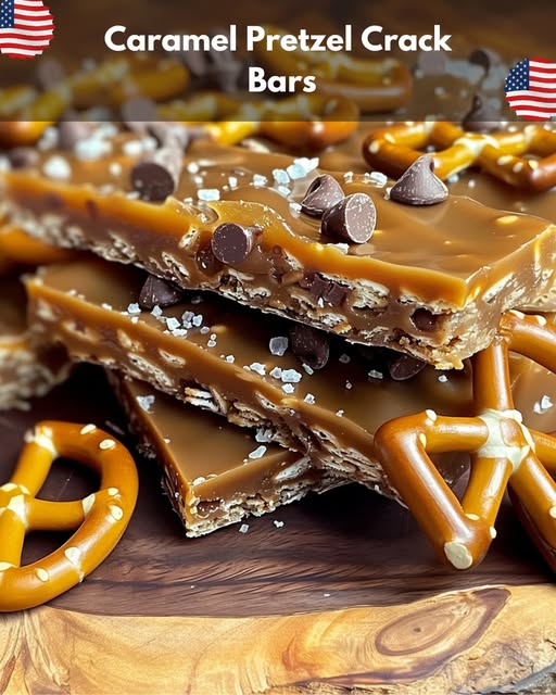 Caramel Pretzel Crack Bars