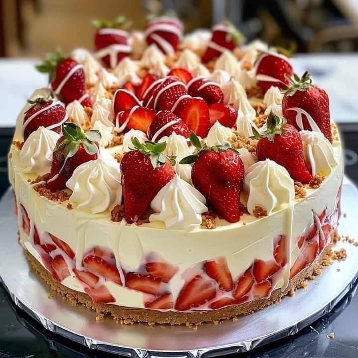 White Chocolate Strawberry Cheesecake