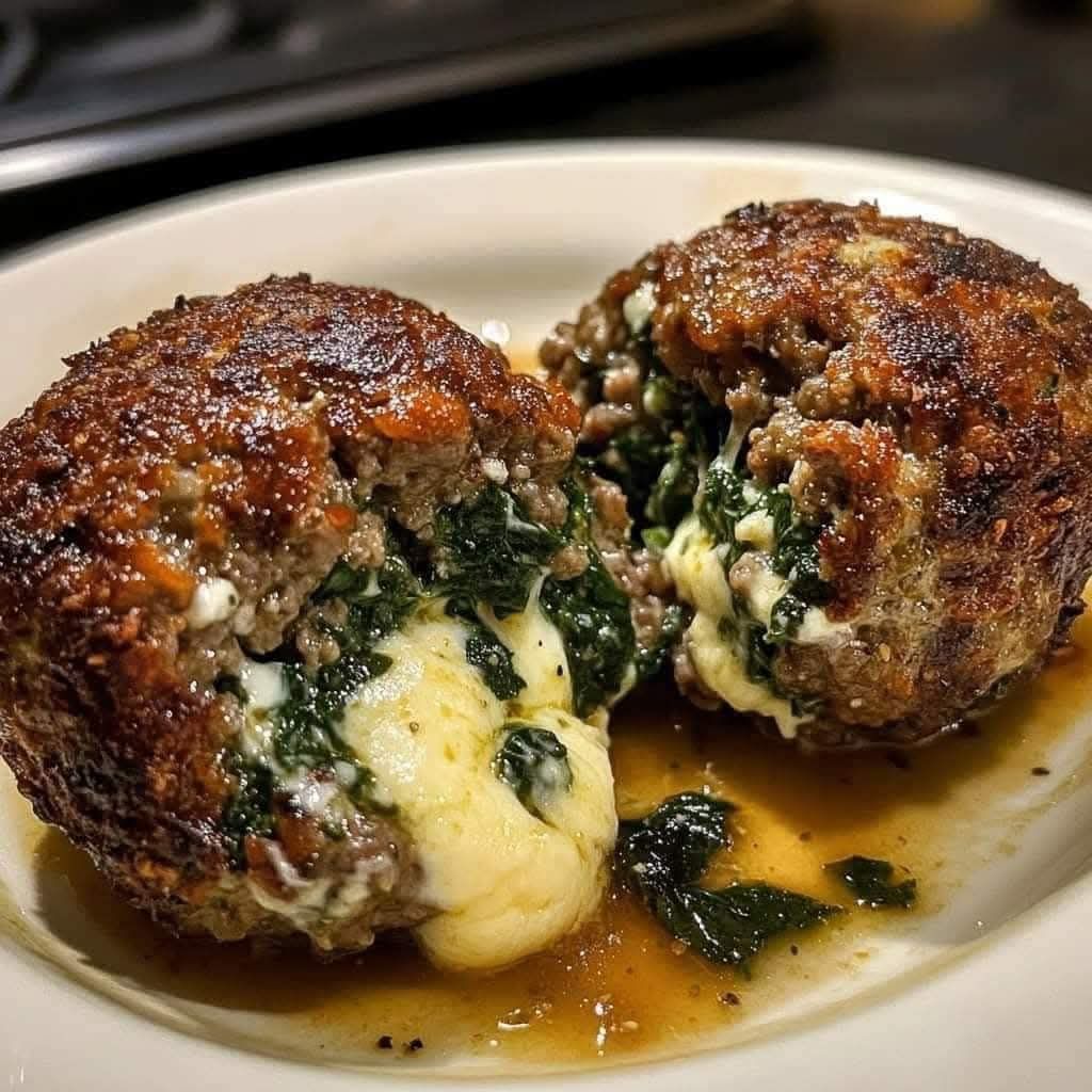 Stuffed Meatballs with Spinach and Cheese