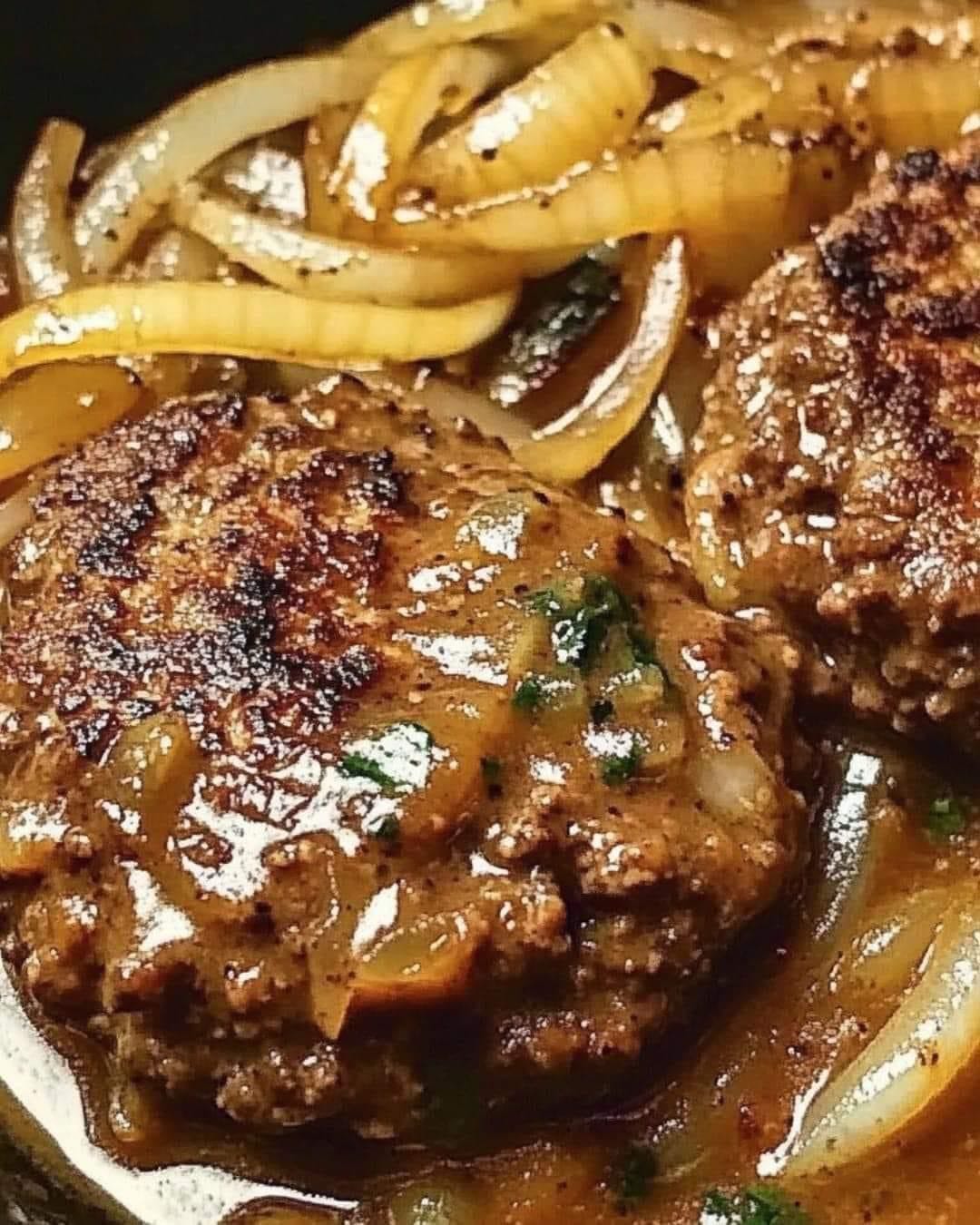 HAMBURGER STEAKS WITH ONION GRAVY