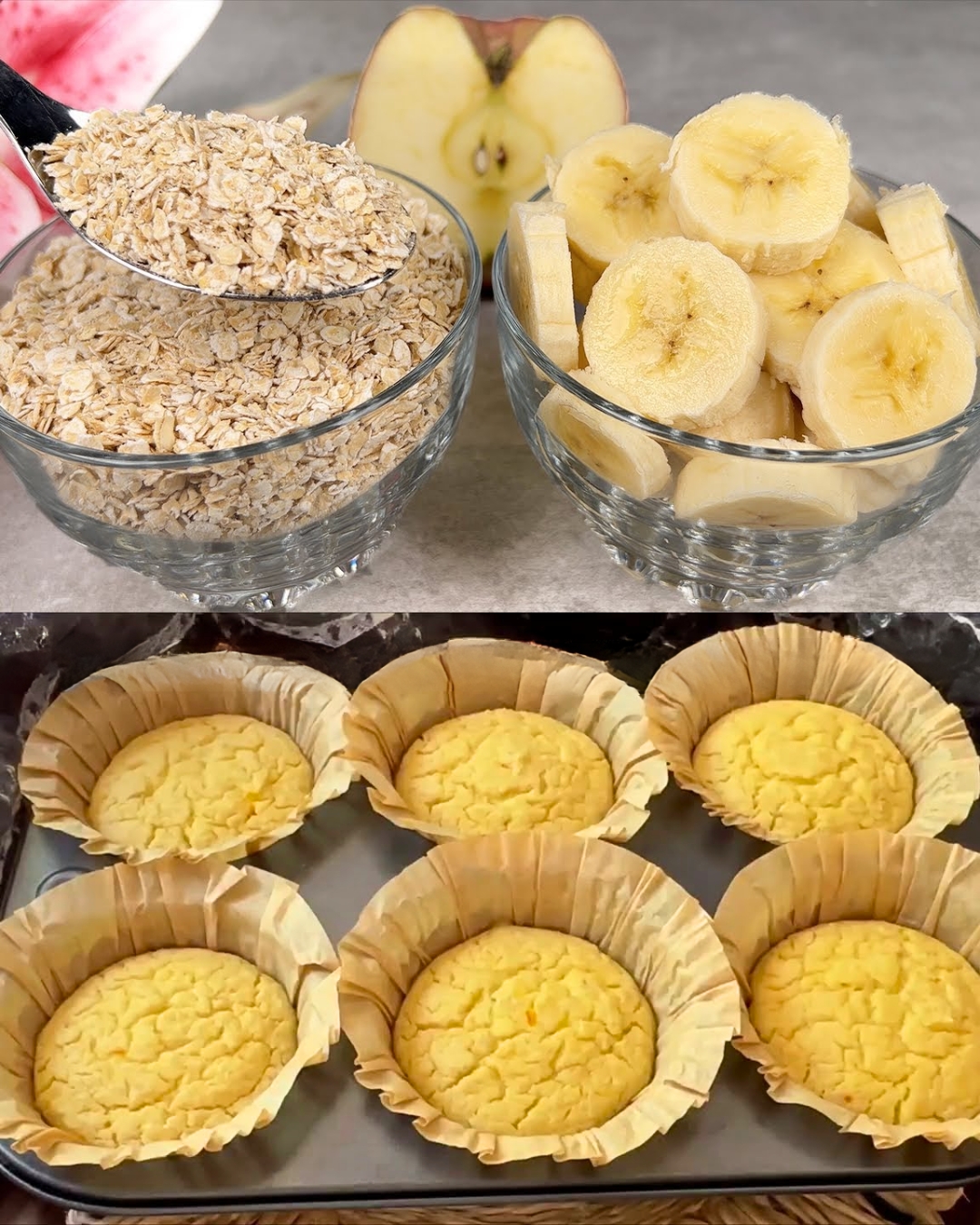 Lemon, Oat, Banana Ricotta Muffins