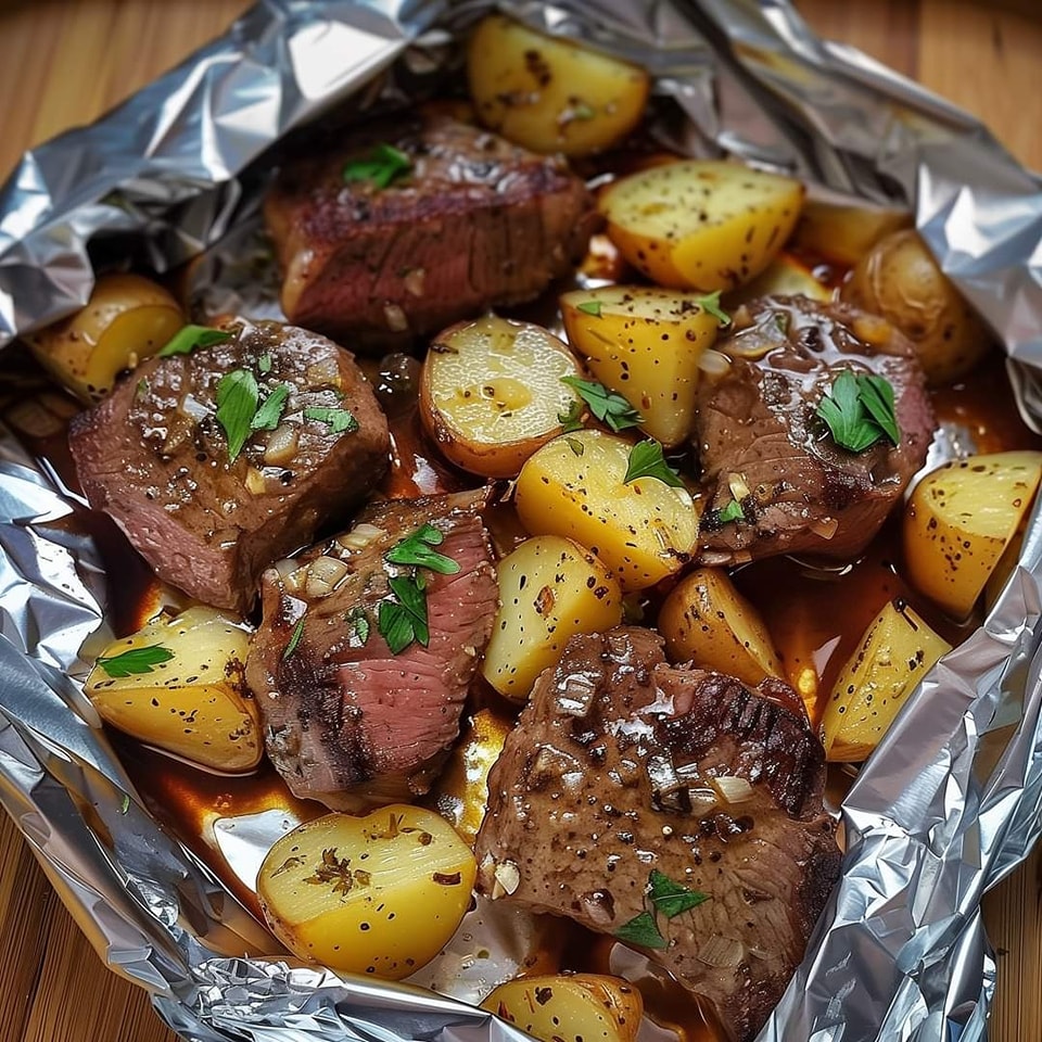 Garlic Butter Steak and Potato Foil Packets