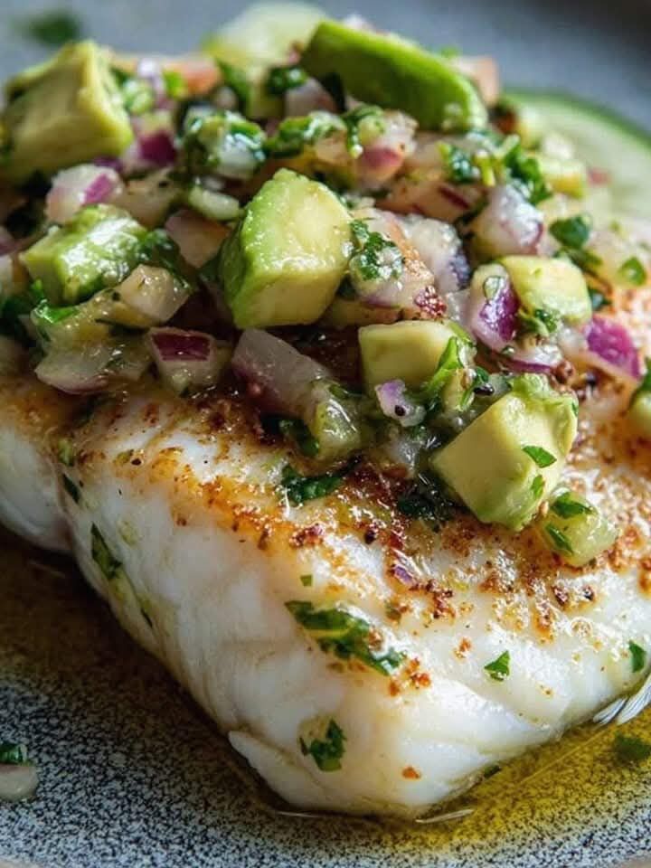 Coconut Lime Fish with Avocado Salsa