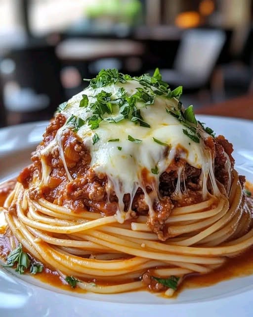 Cheesy Spaghetti Bolognese Stack