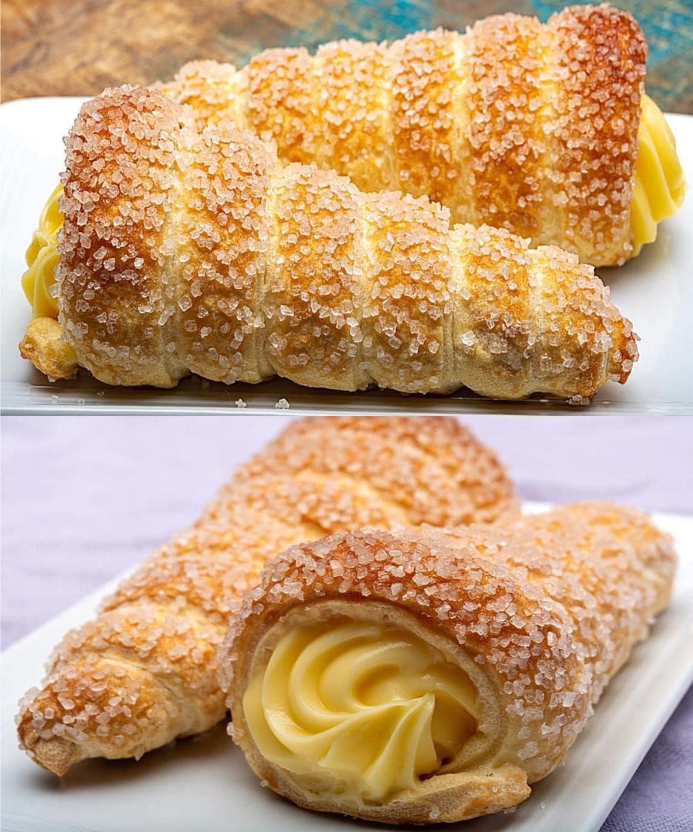 Puff pastry cones with cream