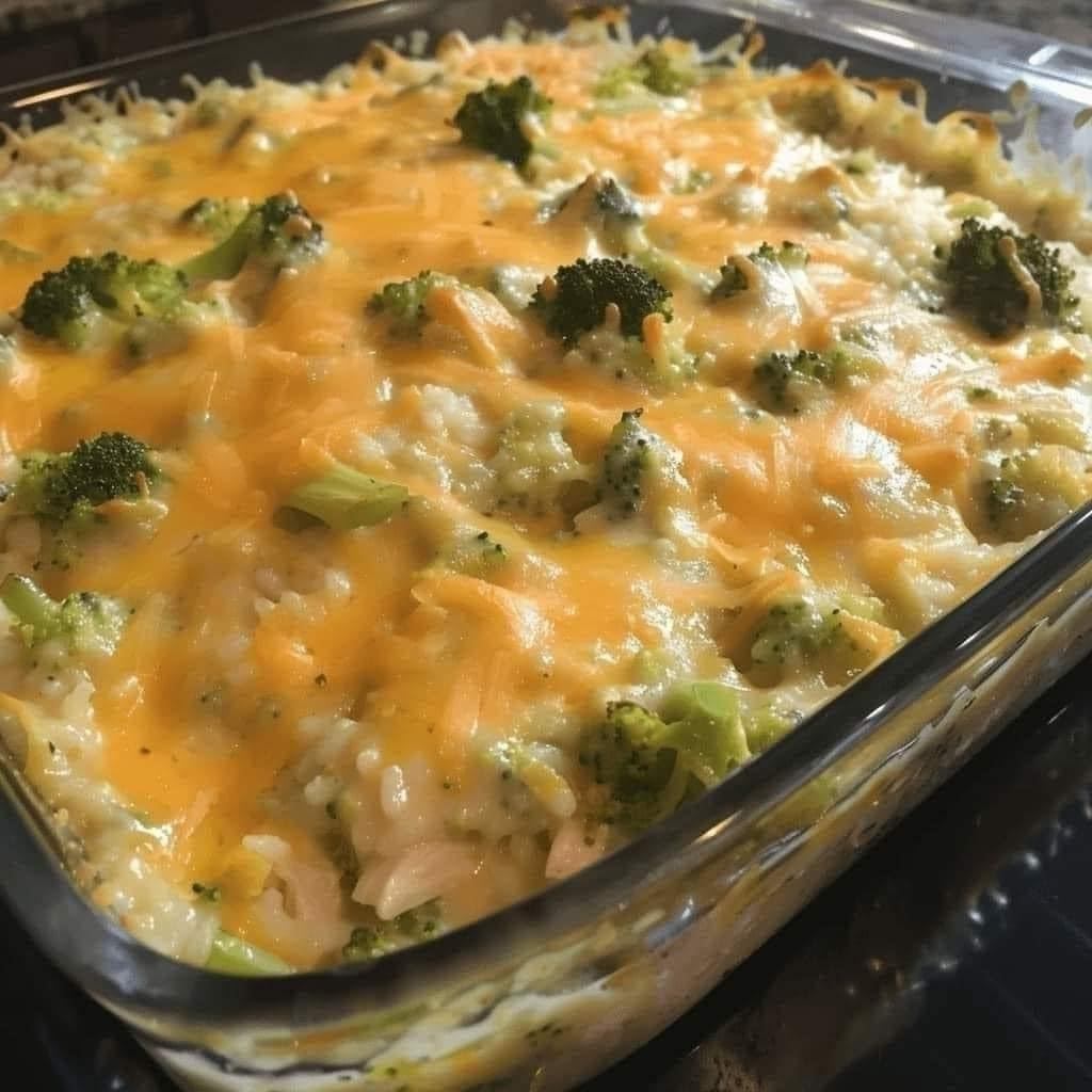 Broccoli, Rice, Cheese, and Chicken Casserole