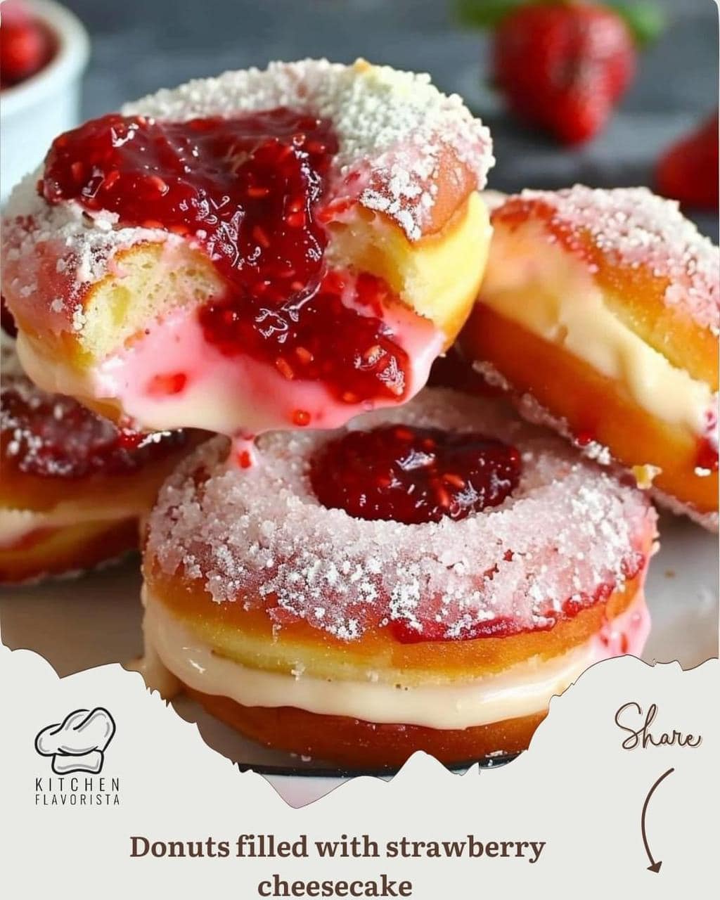 Strawberry Cheesecake Stuffed Donuts