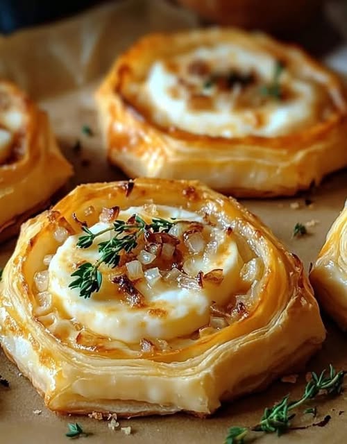 Goat Cheese and Onion Puff Pastries