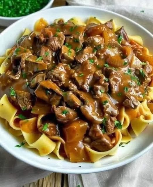 Rustic Beef Stroganoff with Egg Noodles