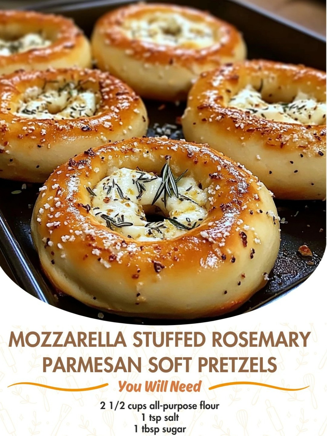 Mozzarella Stuffed Rosemary Parmesan Soft Pretzels