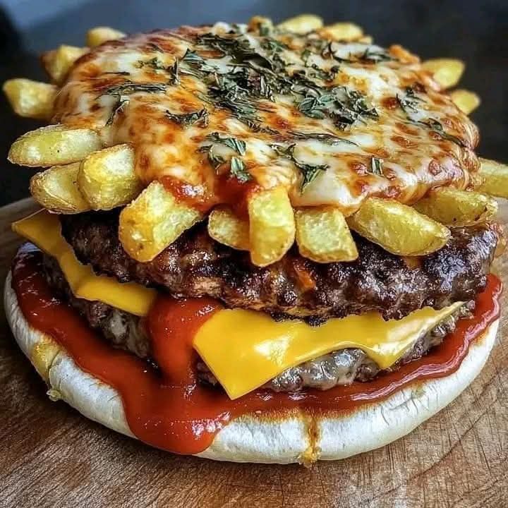 Classic Cheeseburger with Ketchup and Fries