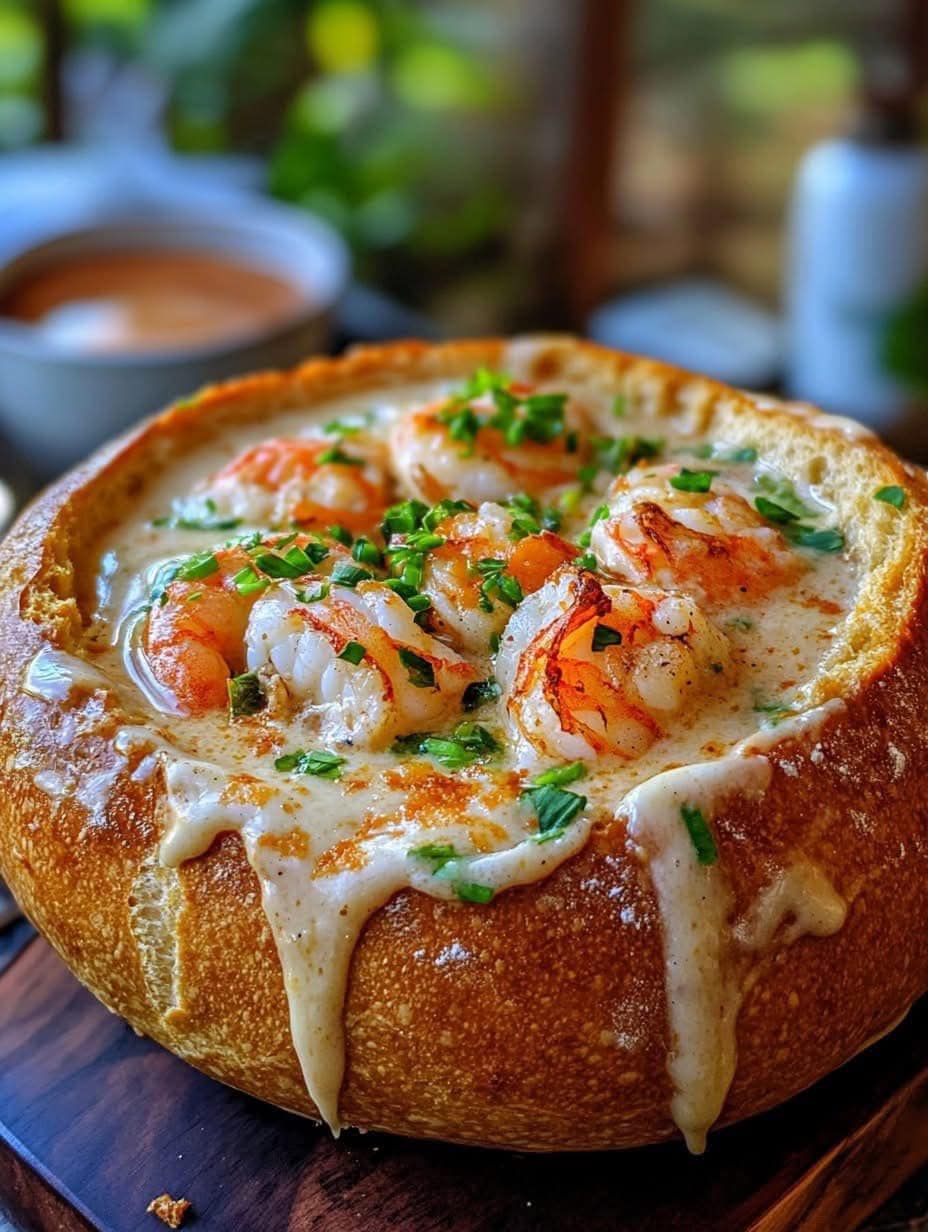 Stuffed Seafood Soup Bread Bowl